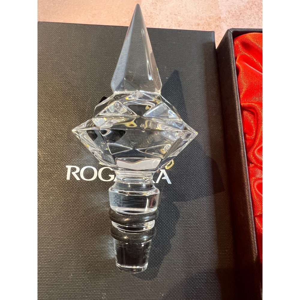 Rogaska Crystal Wine Bottle Stopper Slovenia Bar Drink Glass New In Box - Picture 4 of 4